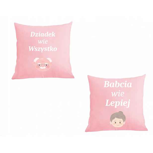 Dvě Polštáře povlak Dárek Dědeček ví všechno, babička ví lépe