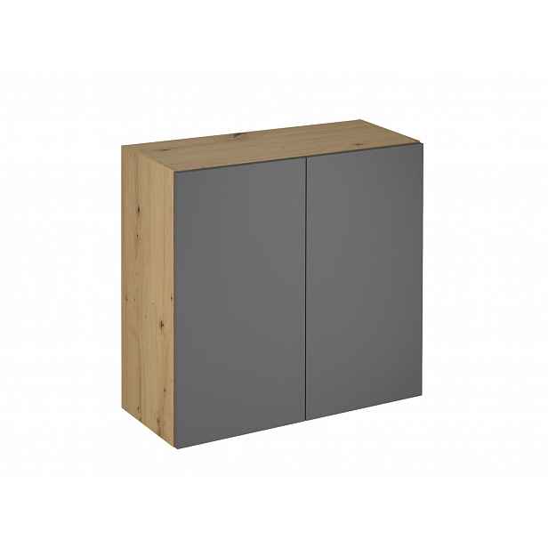 Horní kuchyňská skříňka VALEN - šířka 80 cm, dub artisan / šedá
