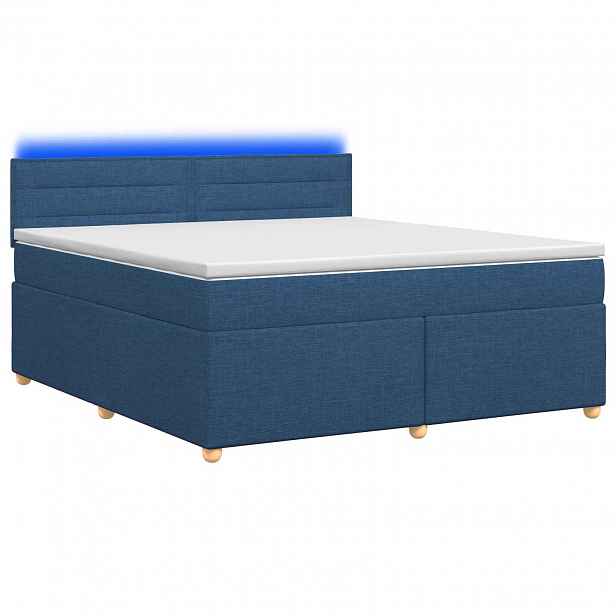 vidaXL Postel boxspring s matrací s čelo Modrá 160 x 200 cm Textil