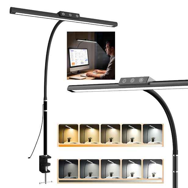 Led stolní lampička na stůl pro čtení nastavitelná 10W Stmívač 3 barvy