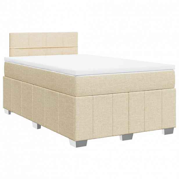 vidaXL Box spring postel s matrací krémová 120x190 cm textil