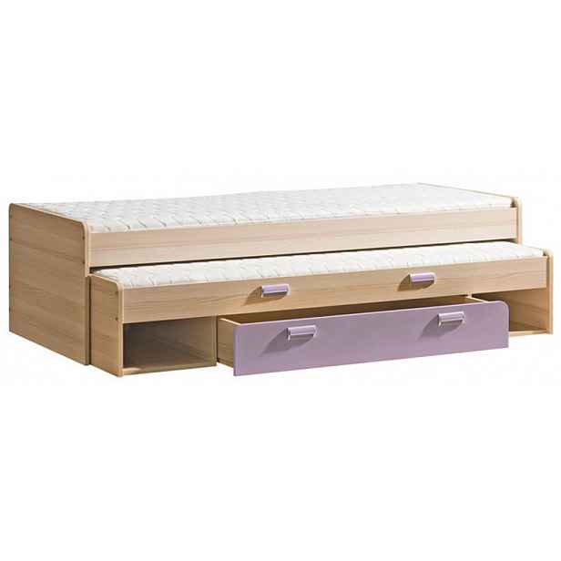 LORENTO, postel L16, jasan/fialová