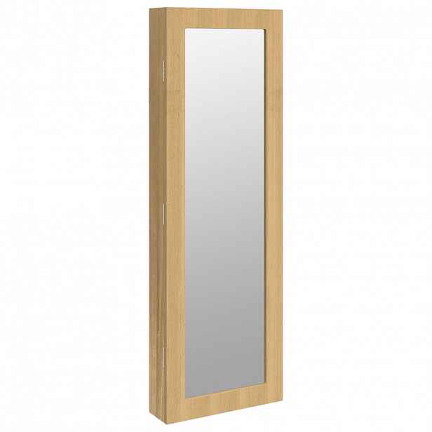 vidaXL Zrcadlová šperkovnice nástěnná 30 x 8,5 x 90 cm