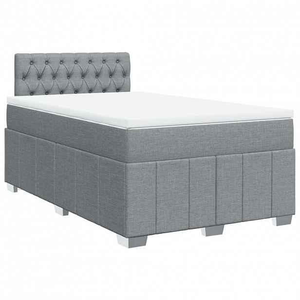 vidaXL Box spring postel s matrací světle šedá 120x190 cm textil