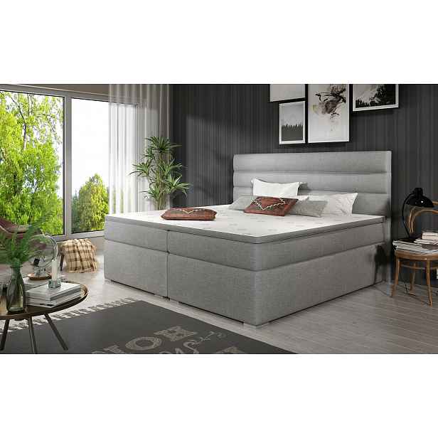Kontinentální postel 180x200 SERION - šedá