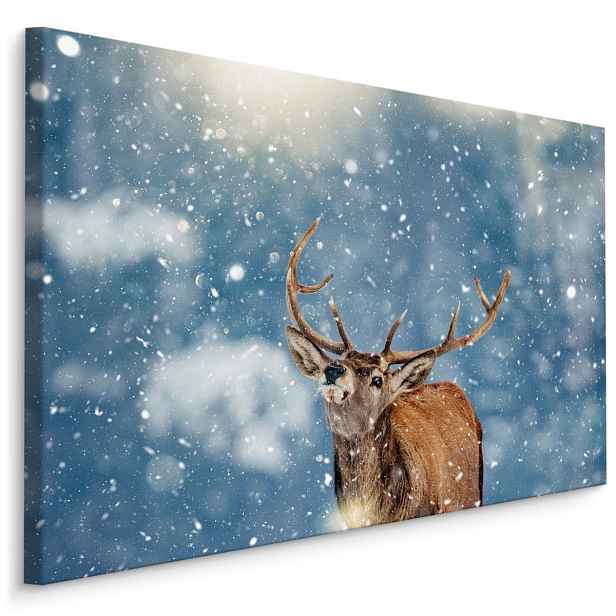 MyBestHome BOX Plátno Jelen A Sněhové Vločky Varianta: 100x70