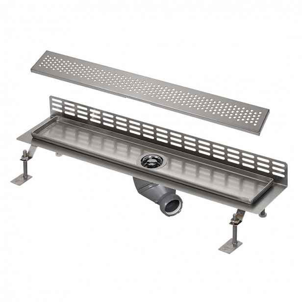 Sanela - Sprchový žlab ke stěně, délka 85 cm, matná nerez SLKN 18BX
