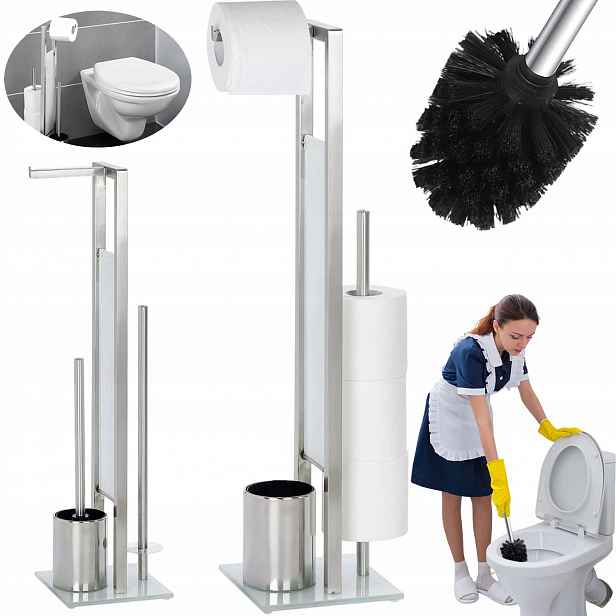 Stojan Na Toaletní Papír A Wc Štětku, Loftový Držák, Stříbrný