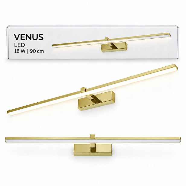 Venus zlatá 90 cm 18W Led nástěnná lampa do zrcadla do koupelny 4200K IP44 1100lm