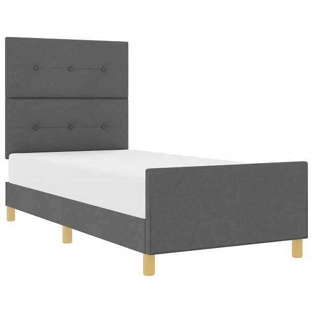 vidaXL Rám postele s čelo Tmavě šedá 100 x 200 cm textil