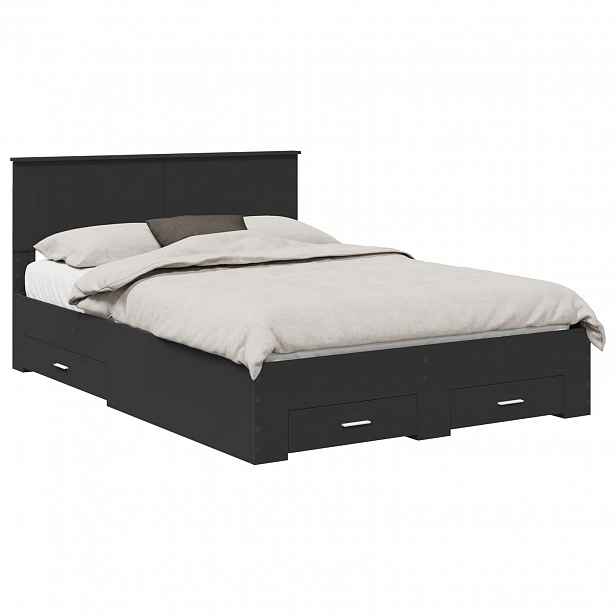 vidaXL Rám postele se zásuvkou Černá 135 x 190 cm Kompozitní dřevo