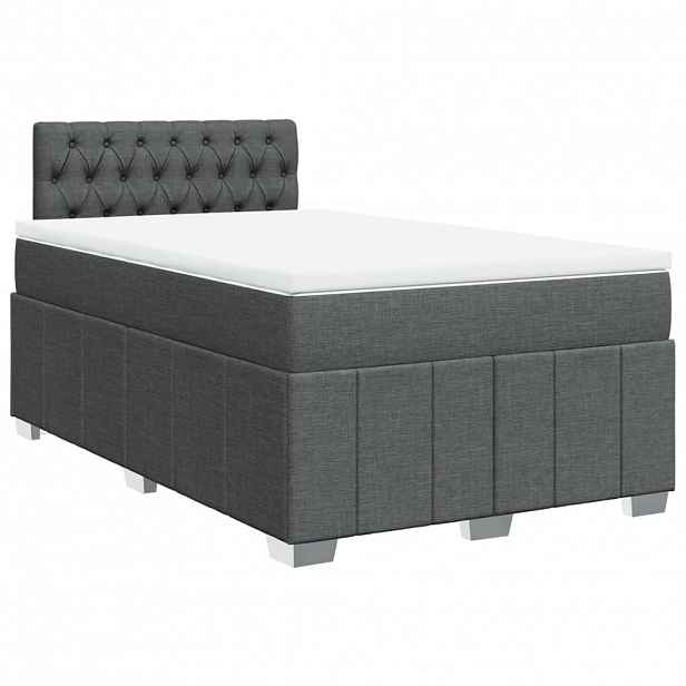 vidaXL Box spring postel s matrací tmavě šedá 120x190 cm textil