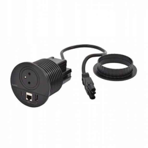 Nábytková zásuvka 2P+Z/USB A+C/RJ45 Bílá 654701