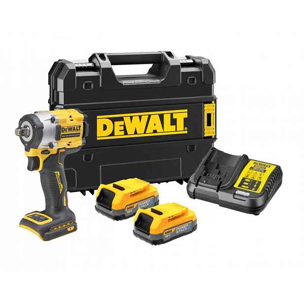 DeWALT - 18V AKU rázový utahovák, 2x aku 1,7 Ah POWERSTACK, nabíječka DCF921E2T