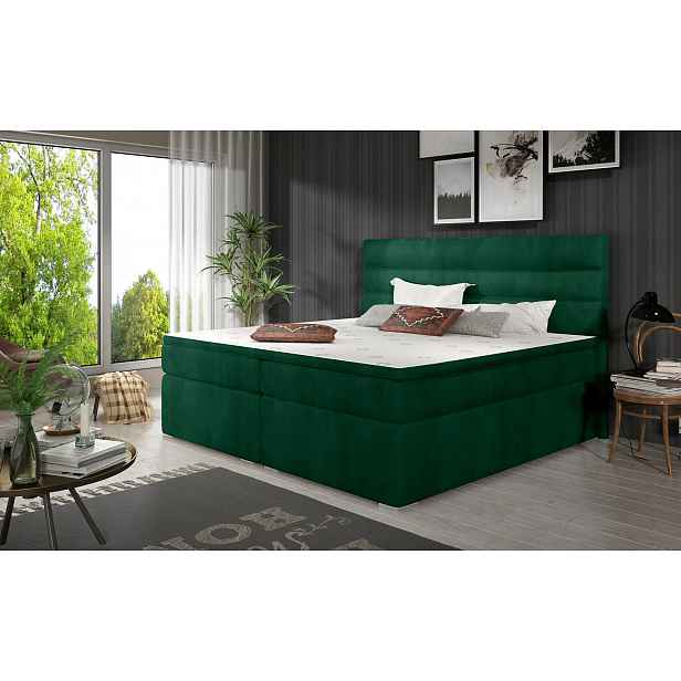 Kontinentální postel 180x200 SERION - láhvově zelená