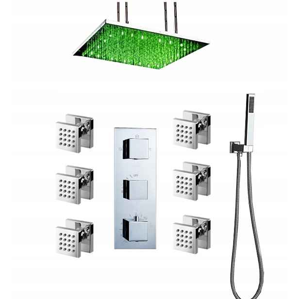 Podomítkový Set Led Termostatická Dešťová Sprcha 60 CM