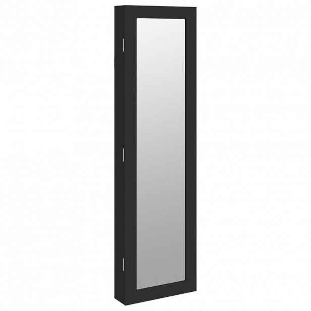 vidaXL Zrcadlová šperkovnice nástěnná černá 30 x 8,5 x 106 cm