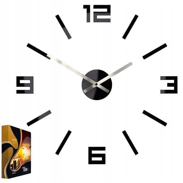 Akrylový nástěnný hodinový strojek Digit Arabic Black Kulatý