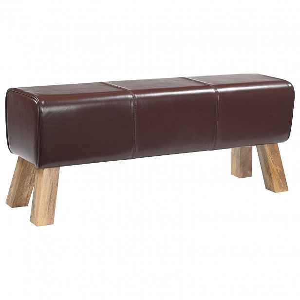 vidaXL lavice 110 x 30 x 45 cm Pravá kůže Tmavě hnědá