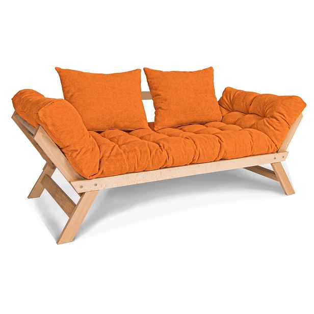 MarLiving Rozkládací futonová pohovka BREEZIO 02 170 cm z masivu/oranžová