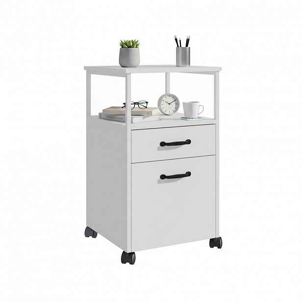 Relaxdays KONTEJNER Bílý industriální 2 zásuvky závěsný pořadač 66,5 cm