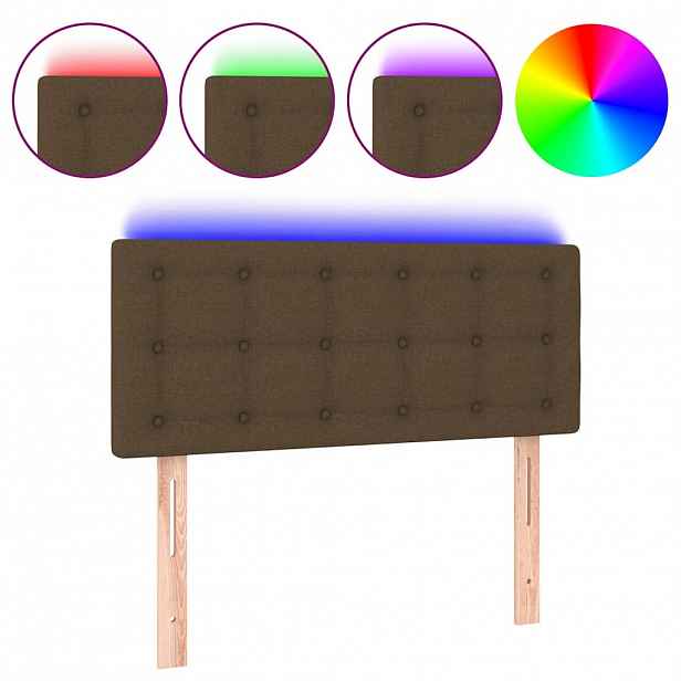 vidaXL Čelo postele s LED tmavě hnědé 80 x 5 x 78/88 cm textil