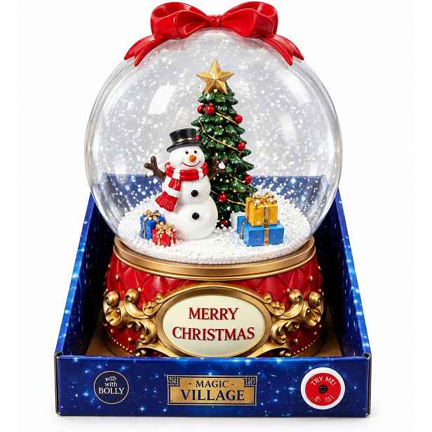 Hrací Skříňka Led koule XXL sněhulák vánoční stromeček dárky Merry Christmas