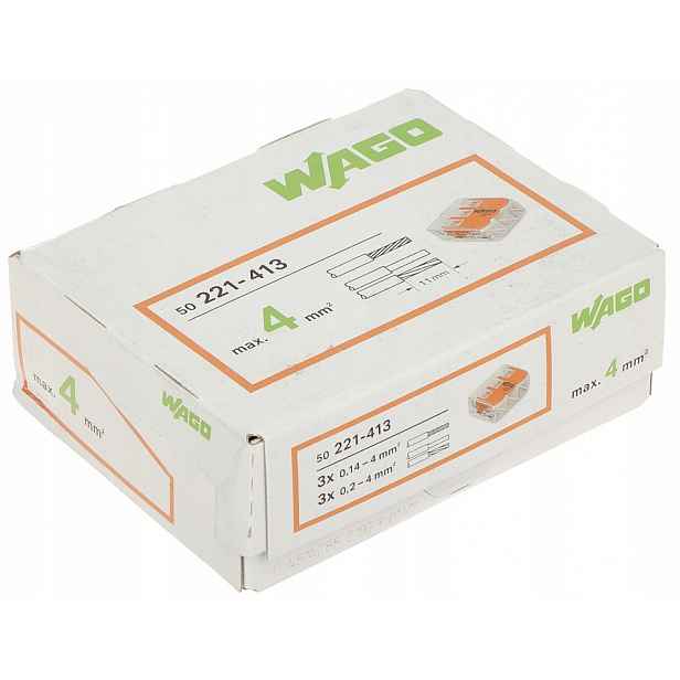 Rychlospojka 3x 0,2-4 mm2 Wago 221-413 /50 Ks.