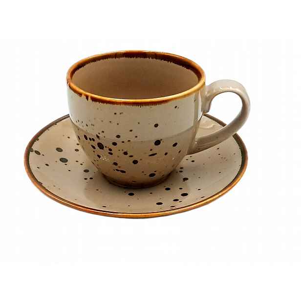 Šálek s podšálkem Alumina Bogucice Cottage Cappucino puntíky 300 ml 1107