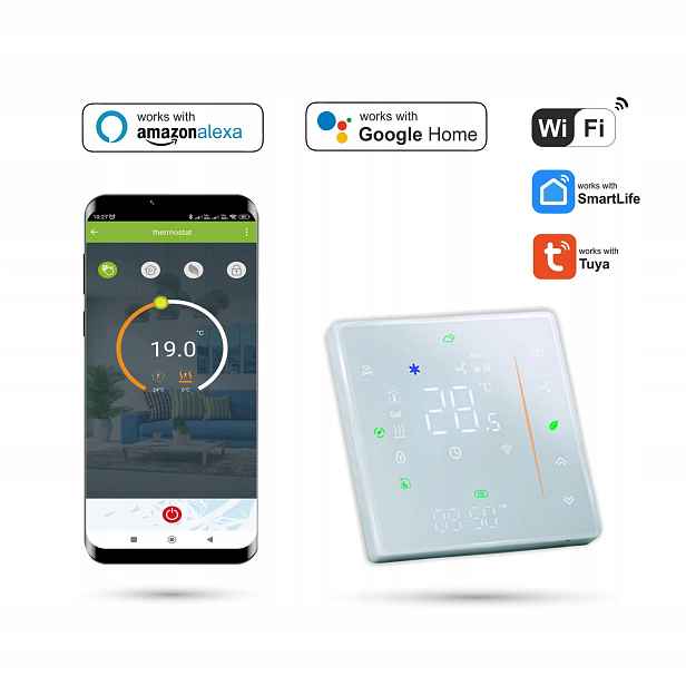 WiFi termostat Tuya 16A – elektrické topení