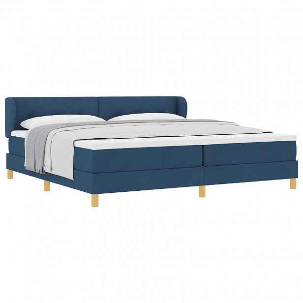 vidaXL Postel s boxspringem s čelo Modrá 200 x 200 cm textil