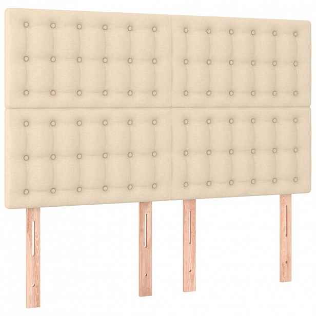 vidaXL Čelo postele krémové 144x5x118/128 cm látkové