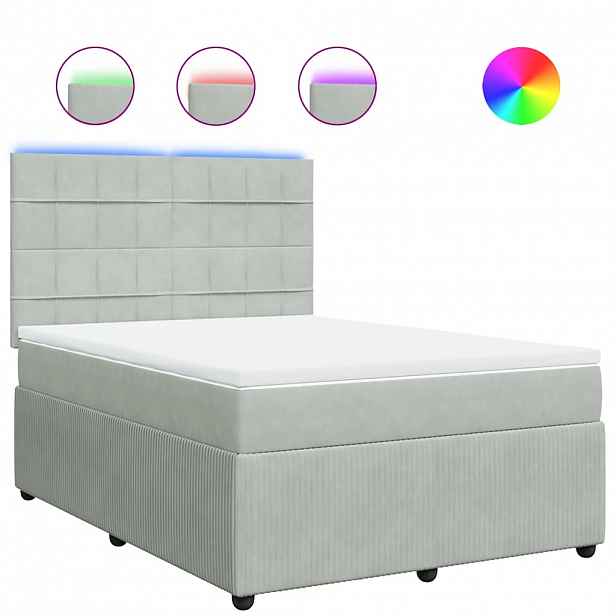 vidaXL Box spring postel s matrací světle šedá 140x190 cm samet