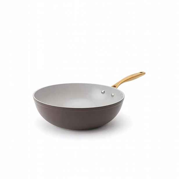 Elmich Nepřilnavá keramická pánev wok Zen Ø 28 cm hnědo zlatá