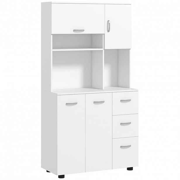 HOMCOM KUCHYŇSKÁ skříňka, MDF, bílá, 89L x 39,5B x 168H cm