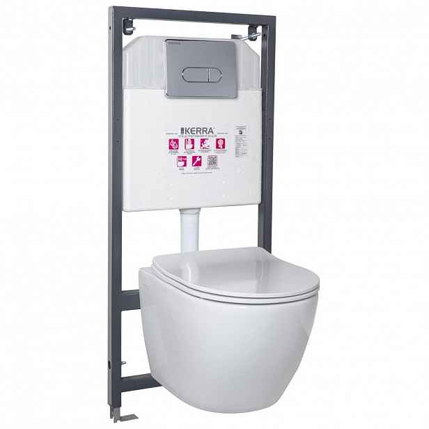 KERRA - Instalační set WC Kasos + tlačítko Pacific (chrom) 5907548118097
