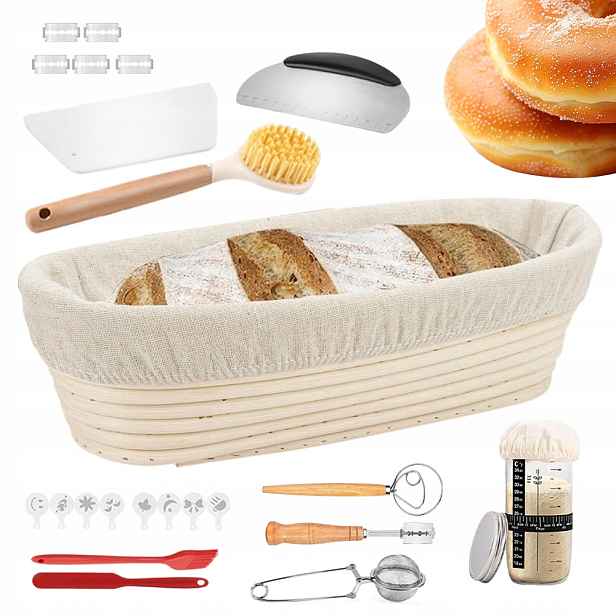 Kompletní pekařský set s ratanovým košem 25 cm pro začátečníky