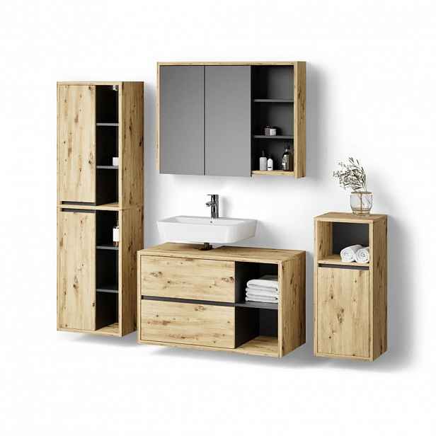 Livinity® SADA NÁBYTKU DO KOUPELNY Vomano, Hnědá, 4dílná