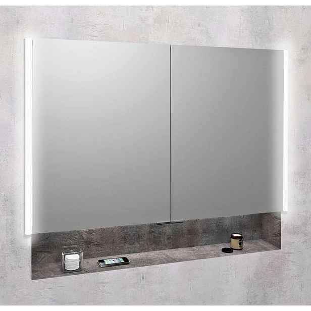 Sapho Integra - Zrcadlová skříňka s LED osvětlením, 106x70x17 cm, vestavná, titan alu IN105