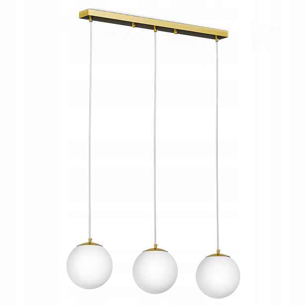 Zlatá závěsná stropní Led lampa 3X G9 Lustr Bílé skleněné koule Obývací pokoj
