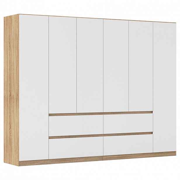 Rauch Möbel ŠATNÍ SKŘÍŇ S OTOČNÝMI DVEŘMI, bílá, barvy dubu, 271/210/54 cm