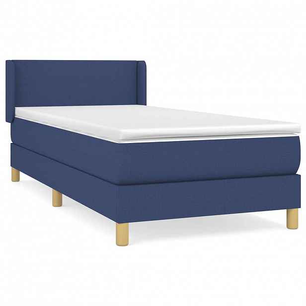 vidaXL Box spring postel s matrací modrá 90x190 cm textil