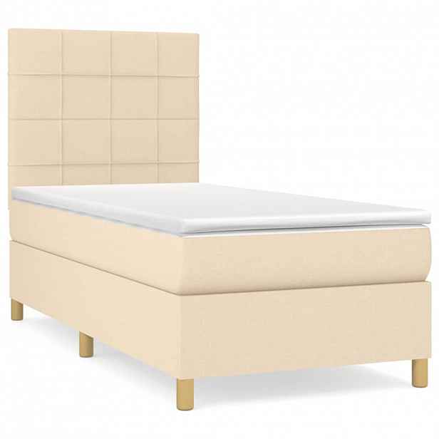 vidaXL Box spring postel s matrací krémová 90x190 cm textil