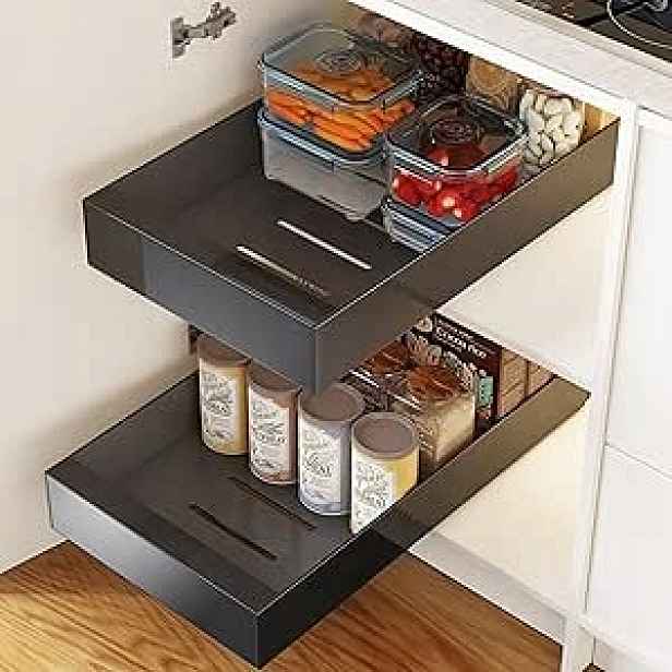 Covaodq 2 kusy teleskopických zásuvek 25 cm šířka x 43 cm hloubka x 7 cm výška