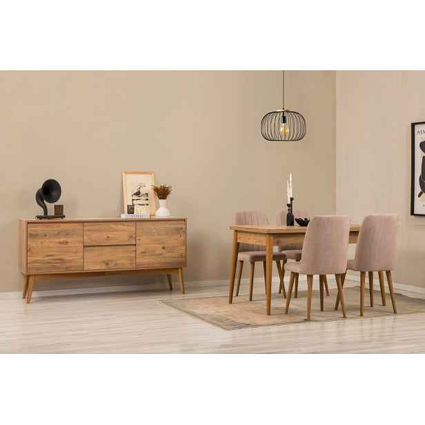 Set s rozkládacím stolem, židlemi a konzolou (6 kusů) Vina 01 0900 - Atlantic Pine, Stone