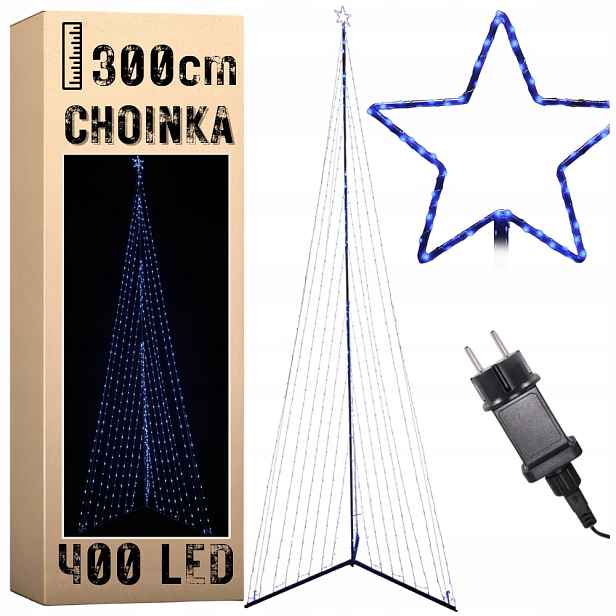 Vánoční stromek 400 Led venkovní 300 cm, dekorace na vánoční osvětlení