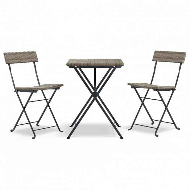 vidaXL 3dílný skládací bistro set šedý polyratan