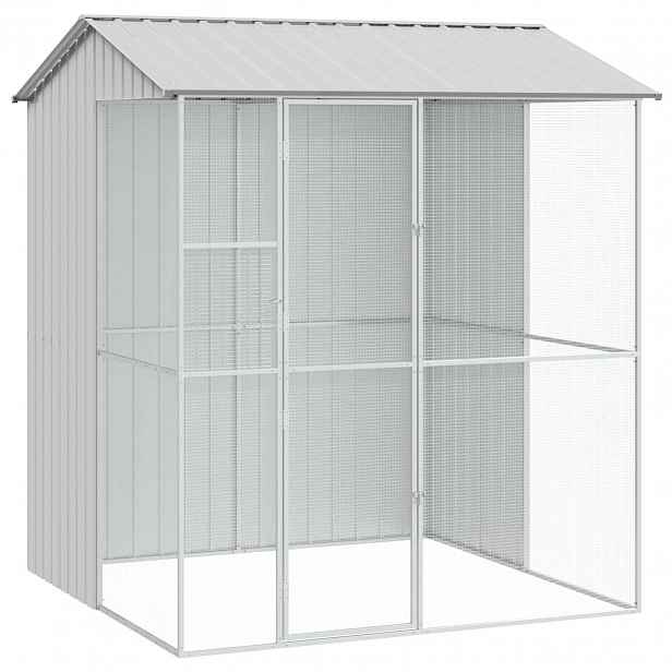 vidaXL Ptačí klec s úložištěm Šedá 215 x 210 x 247 cm Pozinkovaná ocel