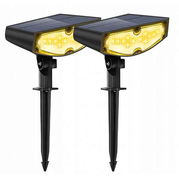 2x Solární lampa s pohybovým senzorem, 3 nastavitelné režimy osvětlení IP67