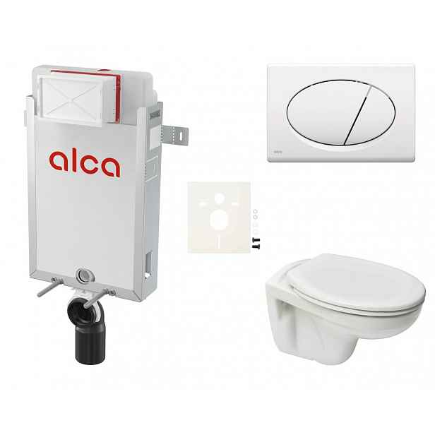 Závěsný set WC S-line PRO rimless, nádržka Alcaplast Renovmodul, tlačítko bílé SIKOAP1